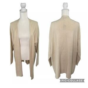 Express Knit Cardigan Duster Long Sleeve Open Front Cream Size Large - NWT